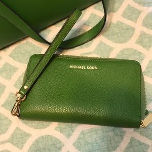 Green Michael Kors wristlet